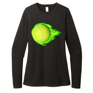 Flaming Tennis Ball Womens CVC Long Sleeve Shirt