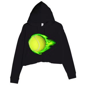 Flaming Tennis Ball Crop Fleece Hoodie