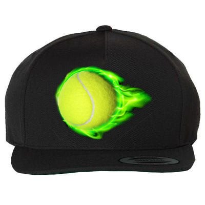 Flaming Tennis Ball Wool Snapback Cap