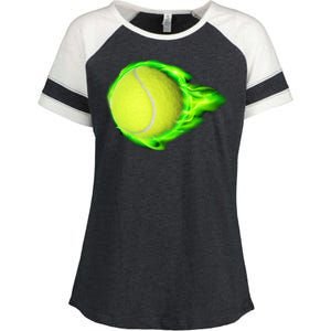 Flaming Tennis Ball Enza Ladies Jersey Colorblock Tee