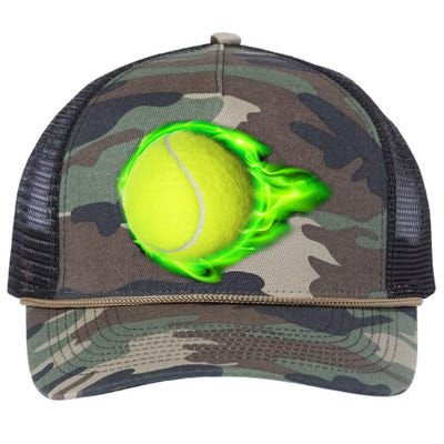 Flaming Tennis Ball Retro Rope Trucker Hat Cap