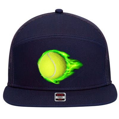 Flaming Tennis Ball 7 Panel Mesh Trucker Snapback Hat
