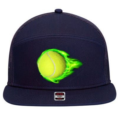 Flaming Tennis Ball 7 Panel Mesh Trucker Snapback Hat