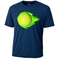 Flaming Tennis Ball Cooling Performance Crew T-Shirt