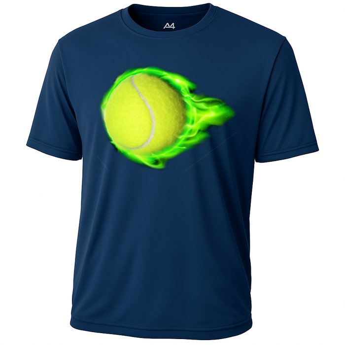 Flaming Tennis Ball Cooling Performance Crew T-Shirt