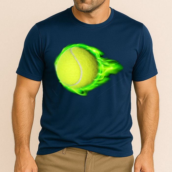 Flaming Tennis Ball Cooling Performance Crew T-Shirt