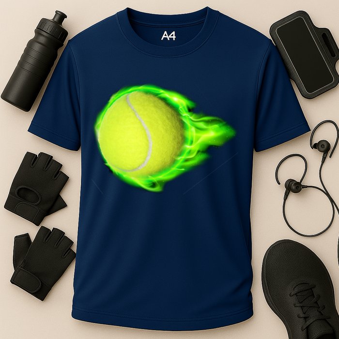 Flaming Tennis Ball Cooling Performance Crew T-Shirt