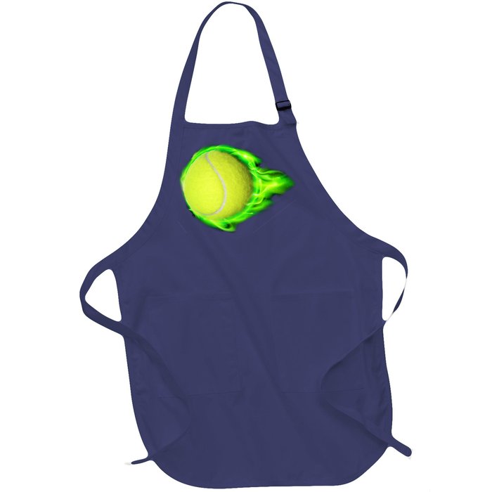 Flaming Tennis Ball Full-Length Apron With Pockets