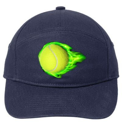 Flaming Tennis Ball 7-Panel Snapback Hat