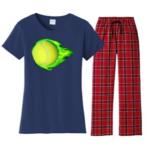 Flaming Tennis Ball Women's Flannel Pajama Set