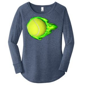 Flaming Tennis Ball Women's Perfect Tri Tunic Long Sleeve Shirt