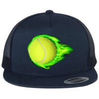 Flaming Tennis Ball Flat Bill Trucker Hat