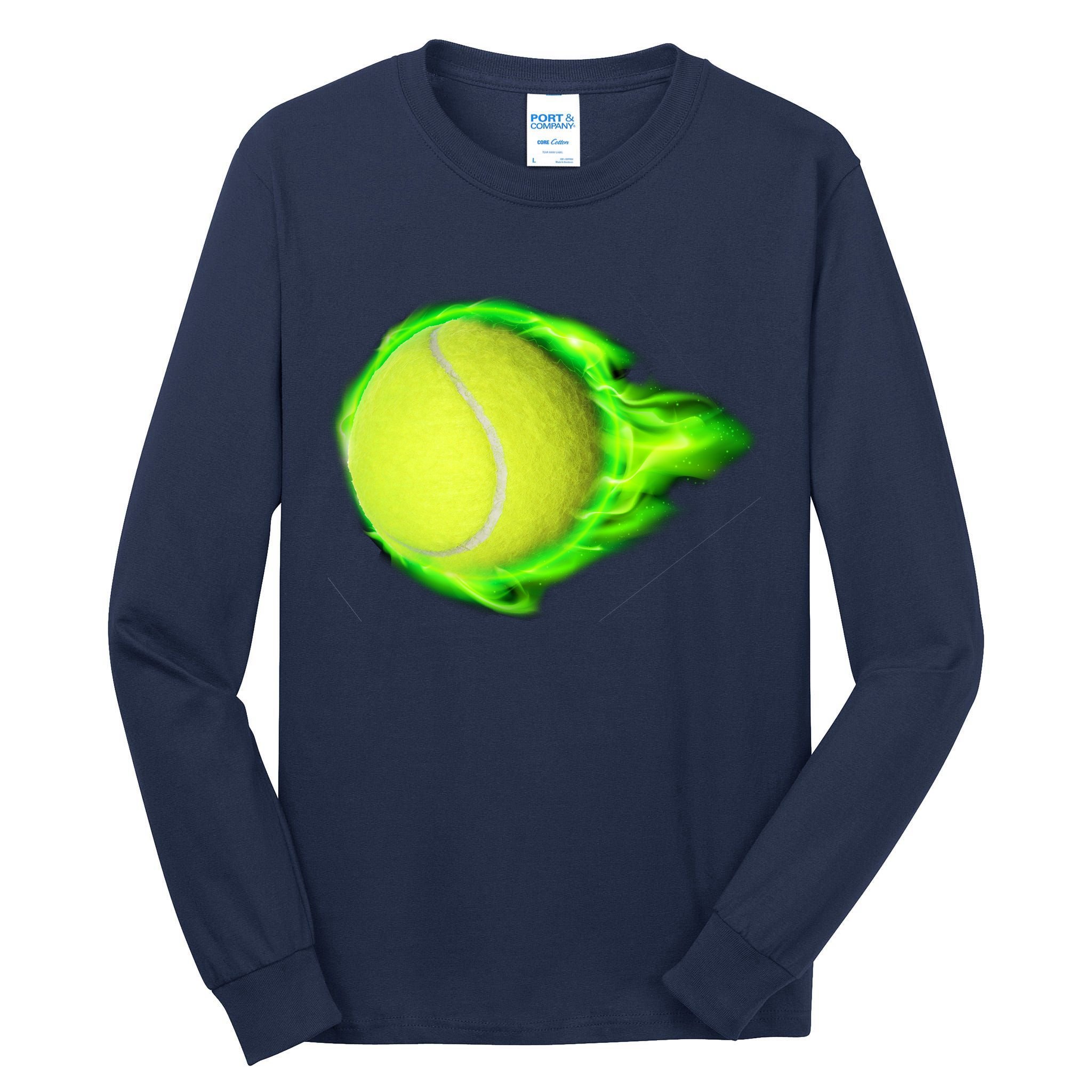 Flaming Tennis Ball Tall Long Sleeve T-Shirt