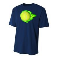 Flaming Tennis Ball Youth Performance Sprint T-Shirt