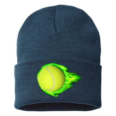 Flaming Tennis Ball Sustainable Knit Beanie