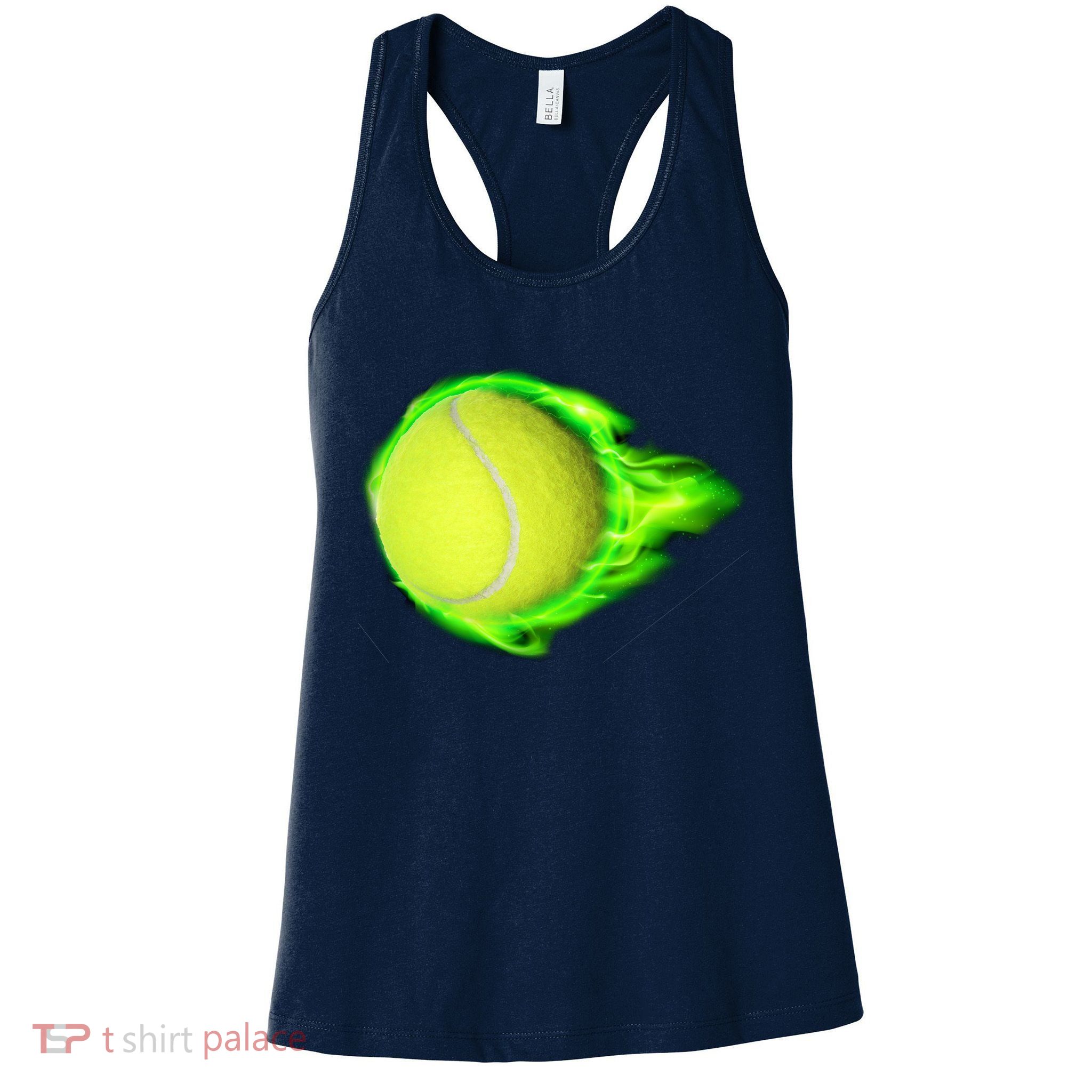Flaming Tennis Ball Womens Tank Top