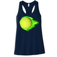 Flaming Tennis Ball Women's Racerback Tank