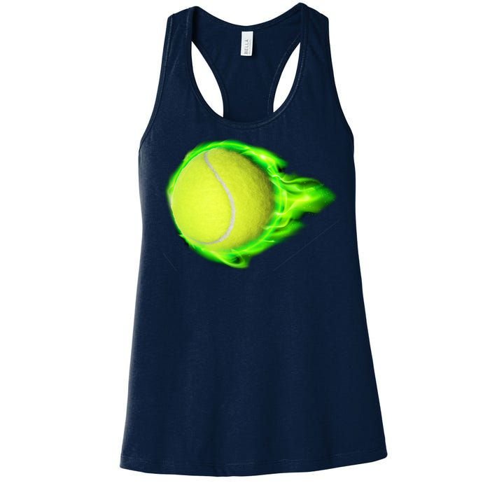 Flaming Tennis Ball Women's Racerback Tank