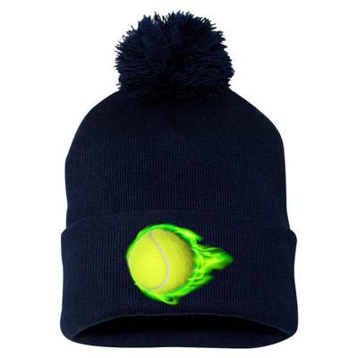 Flaming Tennis Ball Pom Pom 12in Knit Beanie