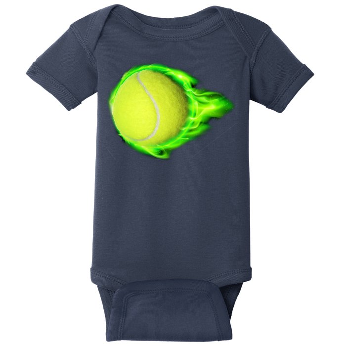 Flaming Tennis Ball Baby Bodysuit