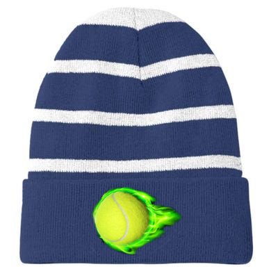 Flaming Tennis Ball Striped Beanie with Solid Band