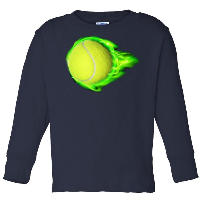 Flaming Tennis Ball Toddler Long Sleeve Shirt