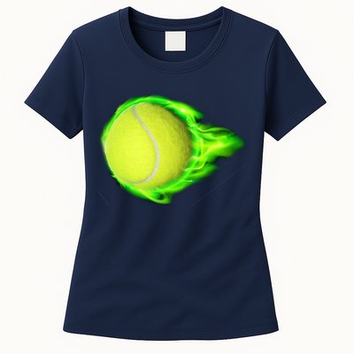 Flaming Tennis Ball Womens T-Shirt