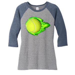 Flaming Tennis Ball Women's Tri-Blend 3/4-Sleeve Raglan Shirt