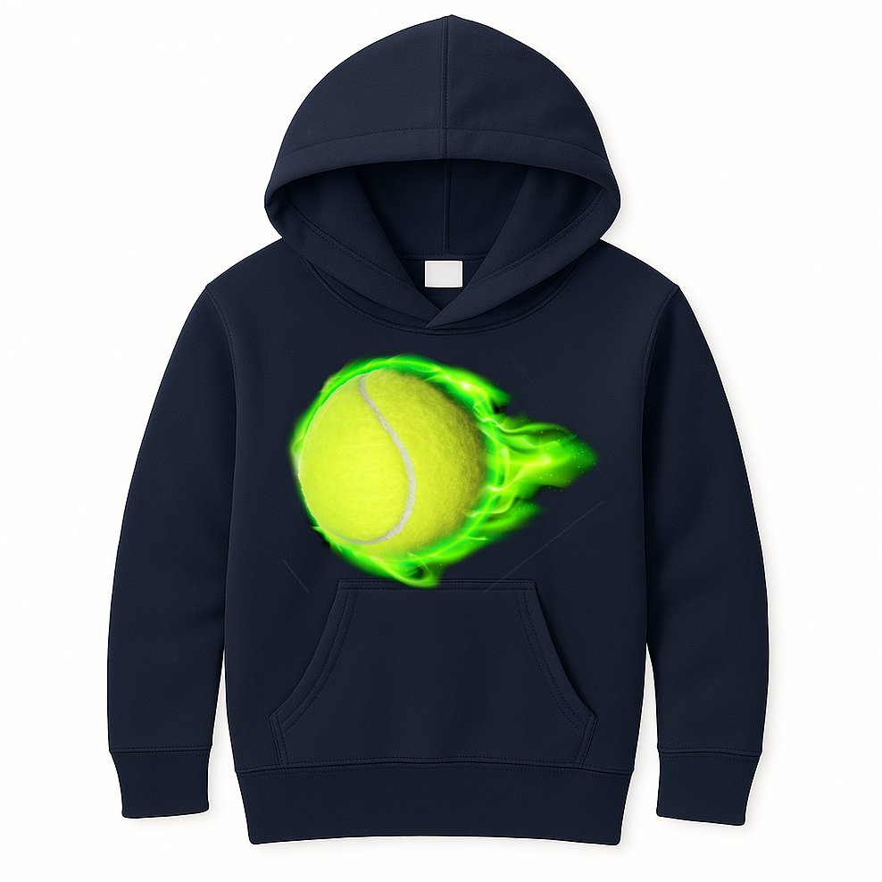 Flaming Tennis Ball Kids Hoodie