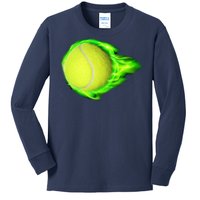 Flaming Tennis Ball Kids Long Sleeve Shirt