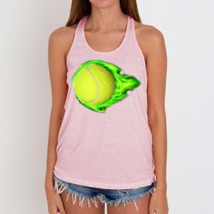 Flaming Tennis Ball Women's Knotted Racerback Tank