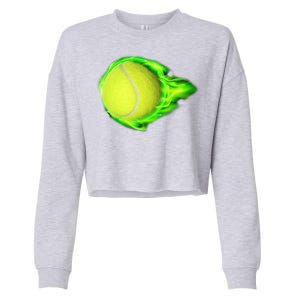 Flaming Tennis Ball Cropped Pullover Crew