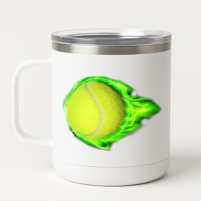 Flaming Tennis Ball 12 oz Stainless Steel Tumbler Cup