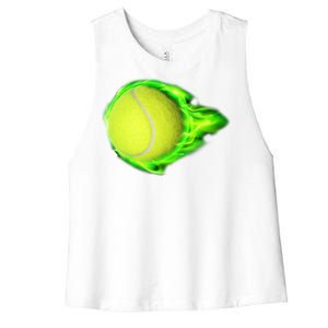 Flaming Tennis Ball Women's Racerback Cropped Tank