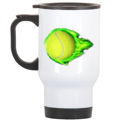 Flaming Tennis Ball Stainless Steel Travel Mug