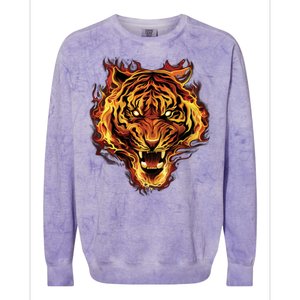 Flaming Tiger Fire Colorblast Crewneck Sweatshirt