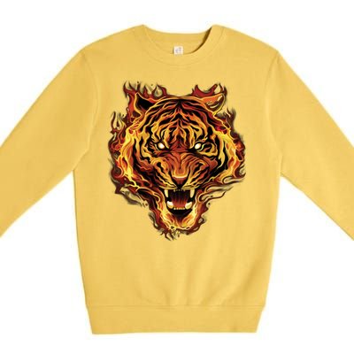 Flaming Tiger Fire Premium Crewneck Sweatshirt