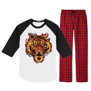 Flaming Tiger Fire Raglan Sleeve Pajama Set