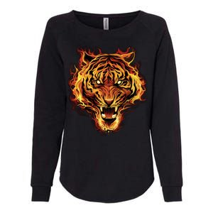 Flaming Tiger Fire Womens California Wash Sweatshirt