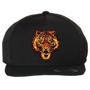 Flaming Tiger Fire Wool Snapback Cap