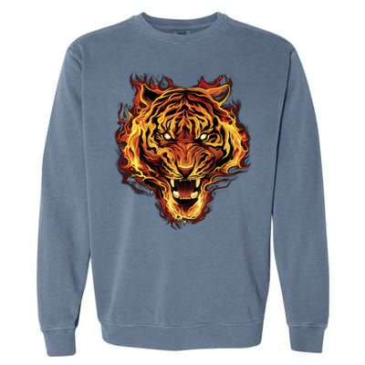 Flaming Tiger Fire Garment-Dyed Sweatshirt