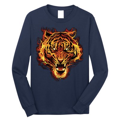 Flaming Tiger Fire Long Sleeve Shirt