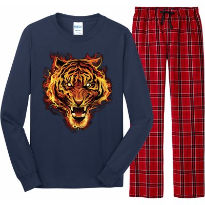 Flaming Tiger Fire Long Sleeve Pajama Set