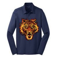 Flaming Tiger Fire Silk Touch Performance Long Sleeve Polo