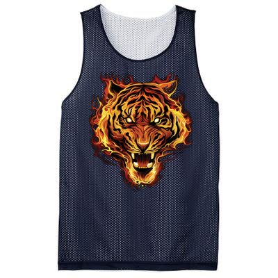 Flaming Tiger Fire Mesh Reversible Basketball Jersey Tank