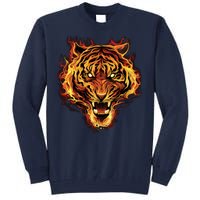 Flaming Tiger Fire Tall Sweatshirt