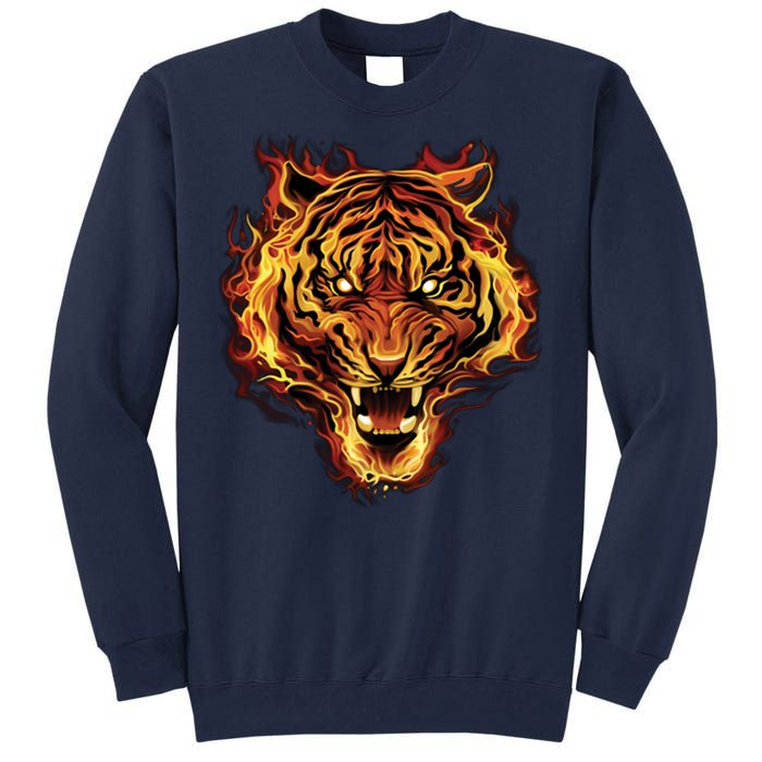 Flaming Tiger Fire Tall Sweatshirt