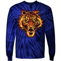 Flaming Tiger Fire Tie-Dye Long Sleeve Shirt