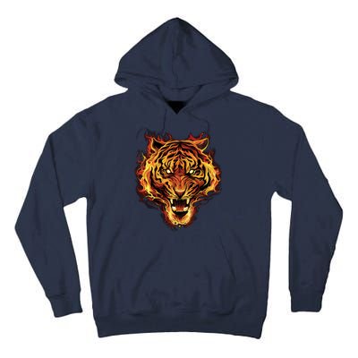 Flaming Tiger Fire Tall Hoodie