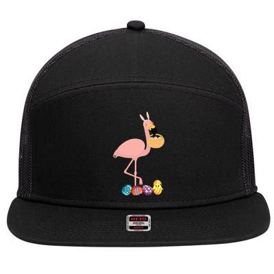 Flamingo Easter Egg 7 Panel Mesh Trucker Snapback Hat